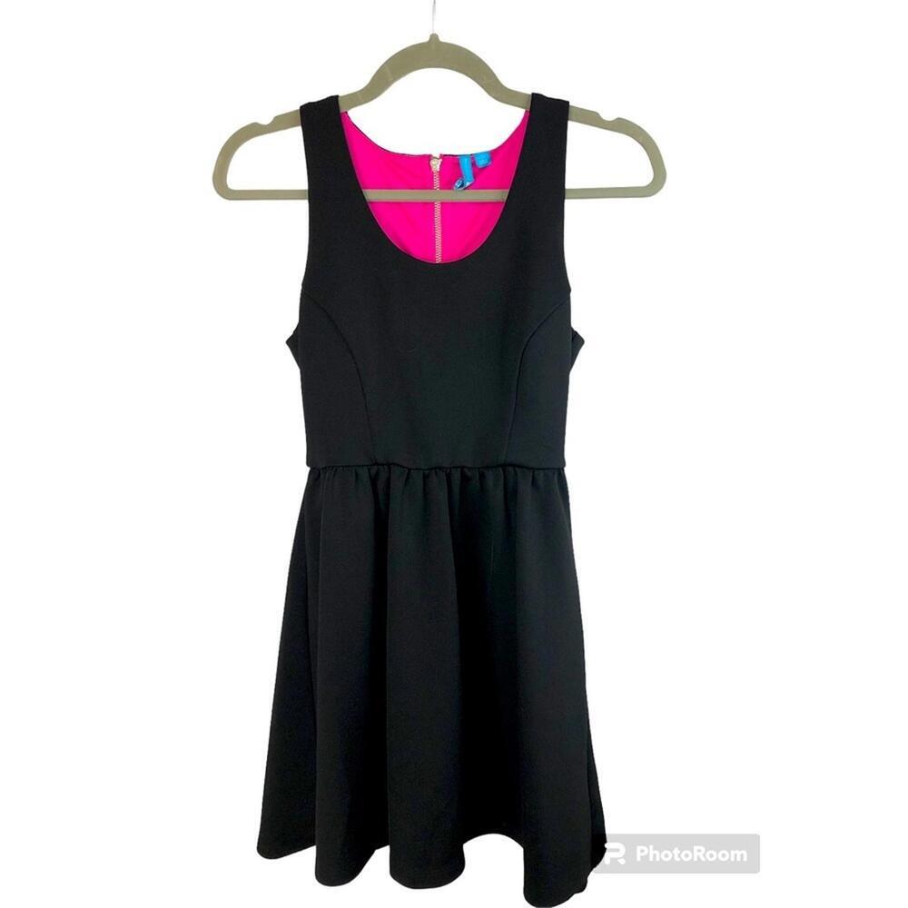 L❤️Amour Nanette Lepore Women’s Black Dress Sleeveless Hot Pink Accent - Picture 1 of 9